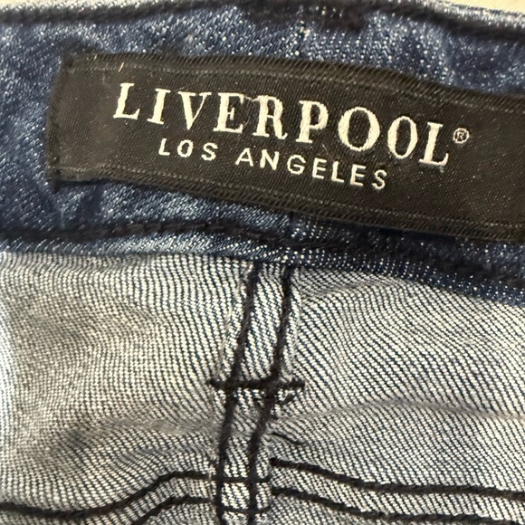 Liverpool Jeans Crop Lace Up Ankles Raw Hem Metal Grommets Skinny Blue Size 12 - Picture 6 of 12
